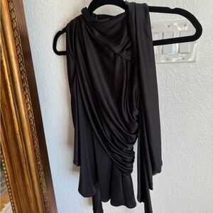 Givenchy Navy/Charcoal Draped Women's Blouse NWOT Size 34